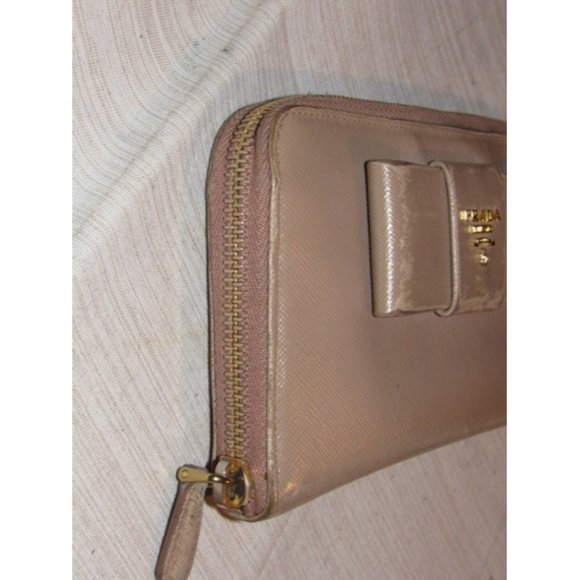 PRADA, Nude Pale Pink Leather XL Zip-around Wallet - Picture 6 of 11